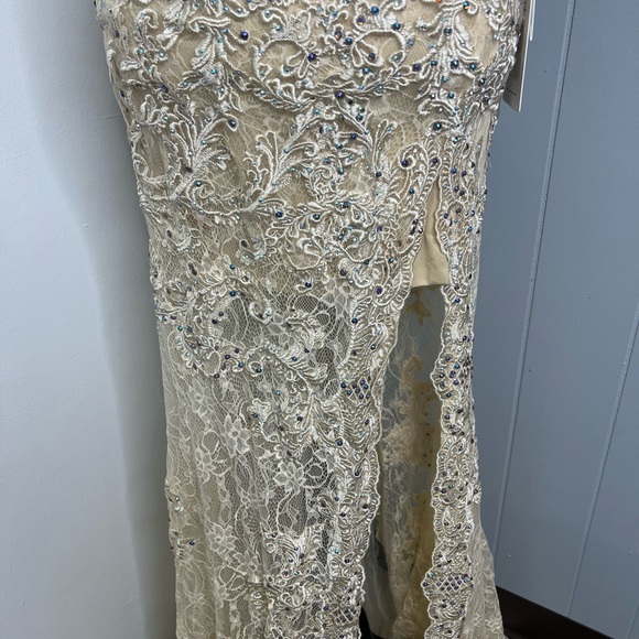Chic Nude Lace Prom Dress - Picture 5 of 12
